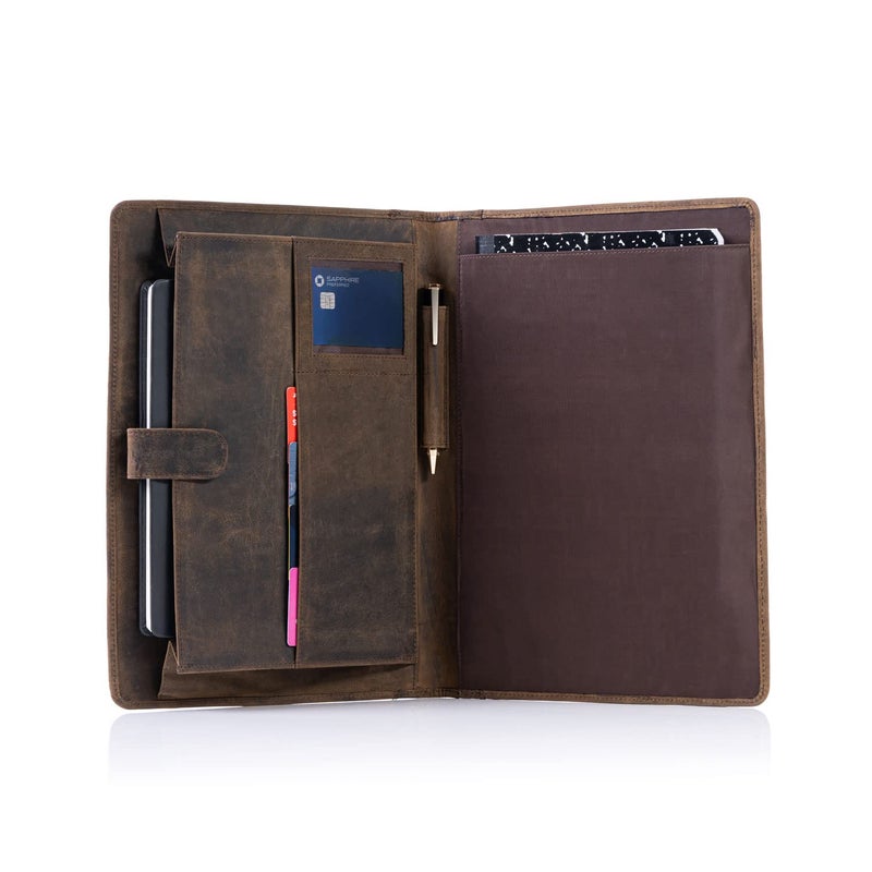 KomalC Leather Business Portfolio with Luxury Pen Business Personal Organiser Folder Full Grain Leather padfolio by KomalC (Buffalo Distressed Tan) - Image 1